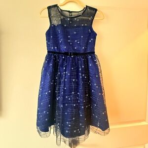 Jona Michelle Navy Blue Starry Mesh Party Dress